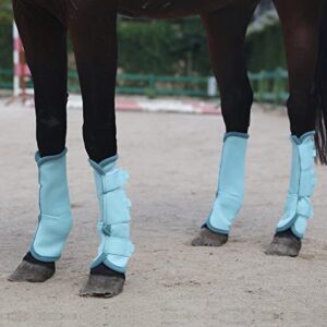 Gallopoff Fly Boots for Horses Set of 4, Breathable Comfy Mesh Horse Leggings Reduce Stomping, Hoof Stress, and Leg Fatigue SkyBlue Cob