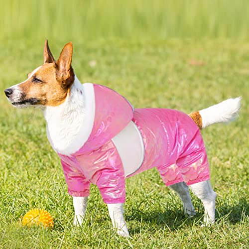 ASENKU Dog Puffer Coat, Reflective Dog Jacket Dog Winter Hoodie, Dog Clothes for Small Medium Dogs, Puppy Waterproof Outdoor Pajamas with D-Ring (Pink, M)