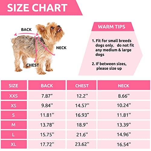 ASENKU Dog Puffer Coat, Reflective Dog Jacket Dog Winter Hoodie, Dog Clothes for Small Medium Dogs, Puppy Waterproof Outdoor Pajamas with D-Ring (Pink, M)