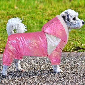 ASENKU Dog Puffer Coat, Reflective Dog Jacket Dog Winter Hoodie, Dog Clothes for Small Medium Dogs, Puppy Waterproof Outdoor Pajamas with D-Ring (Pink, M)