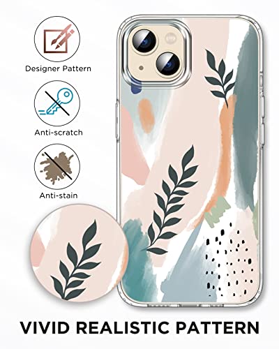 Noyabox iPhone 14 Case for Women, [with Screen Protector] iPhone 13 Case for Women Slim Fit Boho Floral Design, Never Fade Pattern, Shockproof & Non-Fading, 6.1 Inch