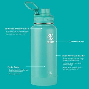 Takeya Actives Spout Lid Insulated Water Bottle, 24 oz, Blush & Actives Insulated Stainless Steel Water Bottle with Spout Lid, 24 oz, Teal