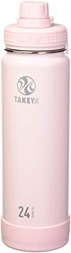 Takeya Actives Spout Lid Insulated Water Bottle, 24 oz, Blush & Actives Insulated Stainless Steel Water Bottle with Spout Lid, 24 oz, Teal