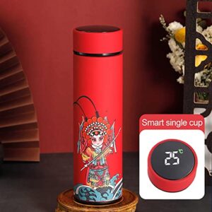 16.9oz Chinese Style Vacuum Flask Stainless Steel Tea Thermos Intelligent Temperature Display Water Bottle for Work School Travel D