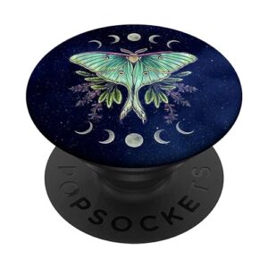 aesthetic luna moth witchy floral moon phases moon moths popsockets standard popgrip