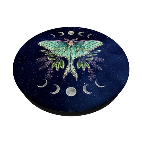 Aesthetic Luna Moth Witchy Floral Moon Phases Moon Moths PopSockets Standard PopGrip