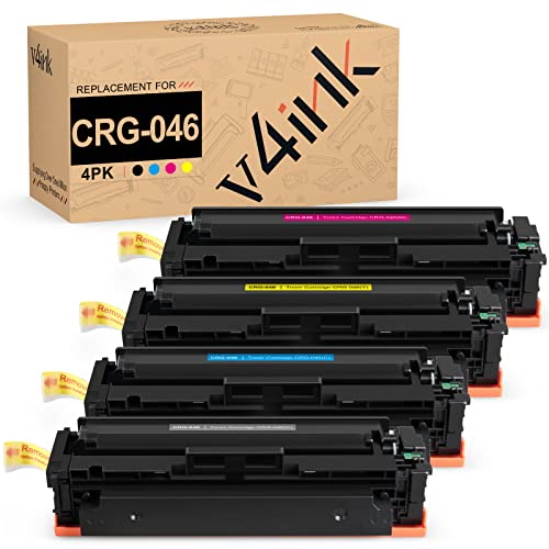 v4ink CRG-046 Compatible Toner Cartridge Replacement for Canon 046 046H Black Cyan Magenta Yellow Toner Set for Canon ImageClass MF733Cdw MF731Cdw MF735Cdw LBP654Cdw MF733 MF731 Printer