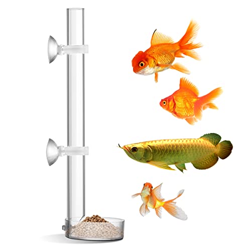 TIESOME Acrylic Fish Shrimp Feeder, Transparent Durable Aquarium Fish Shrimp Feeder, Assembled Feeding Tube Feeding Dish Tray Set for Fish Tank Aquarium Shrimp (25cm)