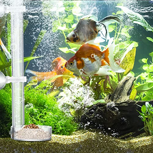 TIESOME Acrylic Fish Shrimp Feeder, Transparent Durable Aquarium Fish Shrimp Feeder, Assembled Feeding Tube Feeding Dish Tray Set for Fish Tank Aquarium Shrimp (25cm)