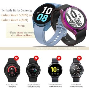 OHPROCS Compatible with Samsung Galaxy Watch 5 & 4 40mm 44mm Case with Screen Protector, Soft TPU Face Cover Full Protective Bumper for Samsung Watch 5/4 Bands Accessories (40mm, 9-Colors)