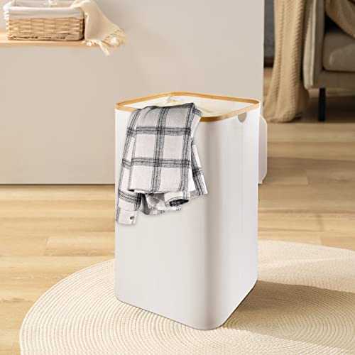 Large Laundry Basket with Lid - 100L Tall Laundry Basket Organizer, Foldable Dirty Clothes Hamper with Handles, Collapsible Laundry Hamper with Waterproof Removable Bag for Bedroom