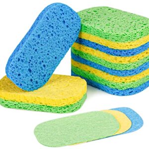 HOMEXCEL Cellulose Sponges Pack of 12,Natural Non-Scratch Cleaning Scrub Sponges for Kitchen and Household,Compressed Dish Washing Sponge Safe for Non-Stick Cookware