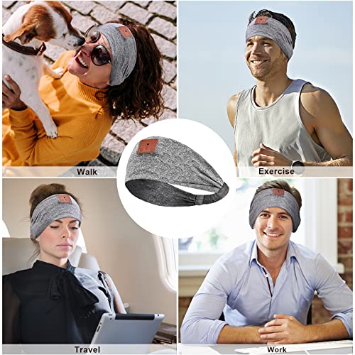 BULYPAZY 2pcs Sleep Headphones Bluetooth Headband, Wireless Headphones with Ultra-Thin Speakers Perfect for Side Sleepers, Insomniac, Sleeping, Nap, Travel, Meditation（Black&Grey）