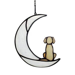 boxcasa loss of dog sympathy gift,stained glass dog on moon for suncatcher gifts,yellow dog memorial gifts for pet loss gifts,pet sympathy gifts for dogs,pet memorial gifts