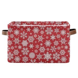 bolaz foldable storage basket, cube organizer bins christmas pattern with white snowflakes on red background bag dual handles for closet shelf christmas 3 one size x1 (g287633336p505c540s1092)