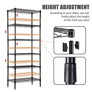 NChanmar 6-Tier Wire Shelving Unit Storage Shelves Metal Shelves 60"x23"x13" Heavy Duty Metal Storage Rack Wire Rack NSF Height Adjustable for Home Kitchen Bathroom Garage Shelving(Black)