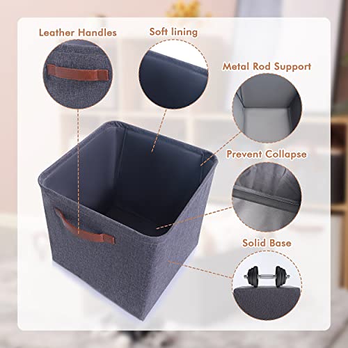 Bienvoun Collapsible Storage Bins Cube Storage Organizer 12x12 Fabric Storage Cube Bins for Shelves Cube Storage Bin for Closet and Toys Storage, 2 Pack, Gray