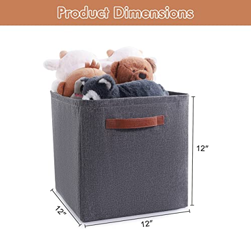 Bienvoun Collapsible Storage Bins Cube Storage Organizer 12x12 Fabric Storage Cube Bins for Shelves Cube Storage Bin for Closet and Toys Storage, 2 Pack, Gray