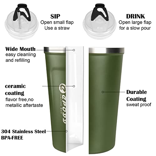 EPOGG 12oz Ceramic Travel Mug, Insulated Coffee Cup with Leakproof Lid & Straw, Vacuum Ceramic + Stainless Steel Double Walled Reusable Coffee Tumbler Portable Car Cup for Hot and Cold Drinks (Red)