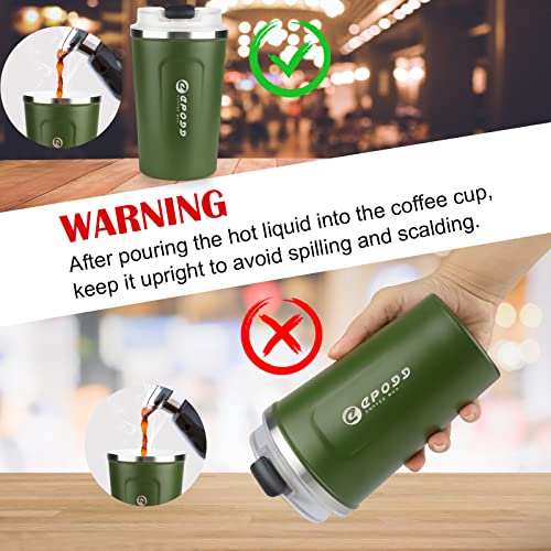 EPOGG 12oz Ceramic Travel Mug, Insulated Coffee Cup with Leakproof Lid & Straw, Vacuum Ceramic + Stainless Steel Double Walled Reusable Coffee Tumbler Portable Car Cup for Hot and Cold Drinks (Red)