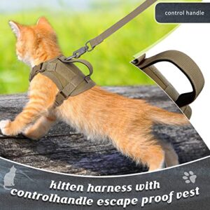 Cat Harness and Leash Set for Travel Training, no Pull Escape Soft Control Handle Tactical Vest for Puppy Kitten Small cat with ID tag,Adjustable snug Jacket Breathable air mesh Universal Anxiety