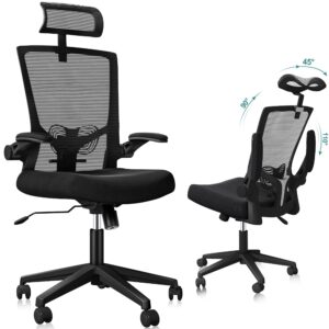 cbbpet ergonomic office chair, desk chairs with wheels, mesh office chair with lumbar support, comfortable with reclining, adjustable armrest and headrest