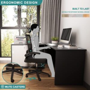 CBBPET Ergonomic Office Chair, Desk Chairs with Wheels, Mesh Office Chair with Lumbar Support, Comfortable with Reclining, Adjustable Armrest and Headrest