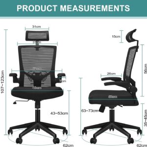 CBBPET Ergonomic Office Chair, Desk Chairs with Wheels, Mesh Office Chair with Lumbar Support, Comfortable with Reclining, Adjustable Armrest and Headrest