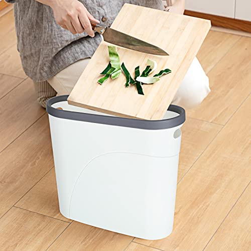 ZOFORTY 3 Pack Slim Plastic Trash Can Wastebasket 3 Gallon Small Garbage Bin with Handles Rectangle Waste Basket for Bathroom Kitchen Office Dorm