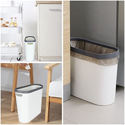 ZOFORTY 3 Pack Slim Plastic Trash Can Wastebasket 3 Gallon Small Garbage Bin with Handles Rectangle Waste Basket for Bathroom Kitchen Office Dorm