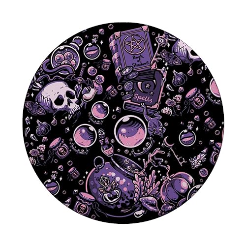 Witch's Essentials Pattern Witchy Design Halloween Cute PopSockets Standard PopGrip