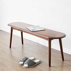 Yoluckea Oak Wood Dining Bench Classic Rectangle Table Bench Simple Elegant Solid 2-3 Seater Bench for Kitchen Dining Room Living Room Entrway(39.37"-Walnut)