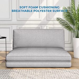 IULULU Convertible Chair Bed, Sleeper Sofa with Adjustable Backrest, 4-in-1 Folding Mini Floor Couch for Small, Dorm, Guest Room, Grey