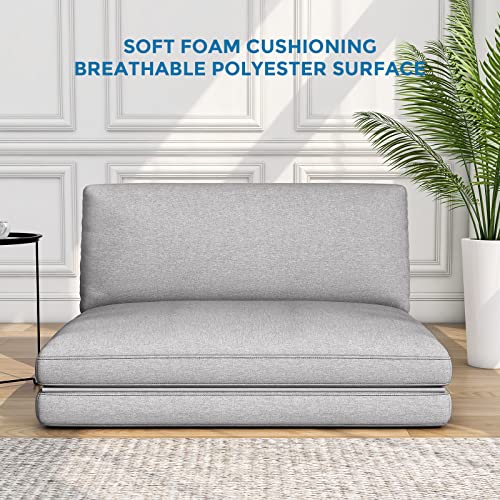 IULULU Convertible Chair Bed, Sleeper Sofa with Adjustable Backrest, 4-in-1 Folding Mini Floor Couch for Small, Dorm, Guest Room, Grey