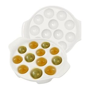 Vkinman 2pcs Ceramic Escargot Dish with 12 holes 9.2 Inch Snail White Ceramic Plates Diet Plate