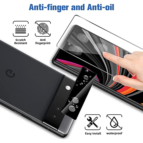 [3+2 Pack] Glass Screen Protector and Camera Protector, HD Clear 9H Tempered Glass Scratch Resistant, Fingerprint Unlock,Full Coverage，Bubble-Free for Google Pixel 7