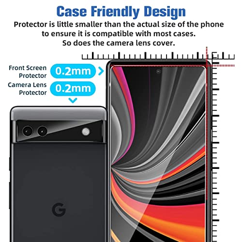 [3+2 Pack] Glass Screen Protector and Camera Protector, HD Clear 9H Tempered Glass Scratch Resistant, Fingerprint Unlock,Full Coverage，Bubble-Free for Google Pixel 7