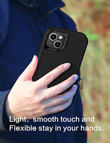 MXX Heavy Duty Case for iPhone 14 Plus, with Tempered Glass Screen Protector,Camera Lens Protector 3-Layer Full Body Protection Cover Shockproof DustProof, for 6. 7 inch 2022 (Black)