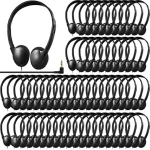 60 pieces headphones bulk for classroom over the head headphones wired adjustable on ear student headsets with 3.5 mm headphone plug for school classroom kids children teen and adults (black)