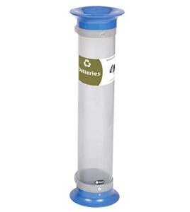 glasdon c-thru 15q battery recycling tube (blue) – small battery recycling bin – compact 15q transparent battery collection tube – standard/recycle across america decals (recycle across america decal)