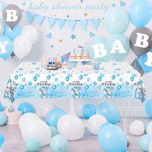 6 Pack Elephant Baby Shower Tablecloth Decorations, Elephant Baby Shower Decorations, Plastic Tablecloth Table Cover Backdrop for Baby Boy Girl Gender Baby Shower Party Supplies, 54 x 108 Inch, Blue