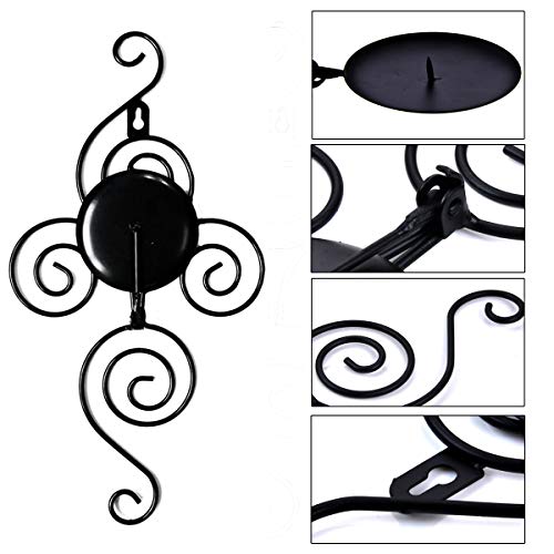 Wall Sconces Set of Two, Candle Holder Elegant Swirling Iron Wall Decor Hanging Sconce for Living Room Indoor Christmas Decoration, Weddings, Event, Black