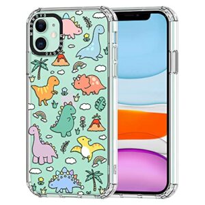mosnovo compatible with iphone 11 case, [buffertech 6.6 ft drop impact] [anti peel off tech] clear tpu bumper phone case cover with cute joyful dinosaur designed for iphone 11 6.1"