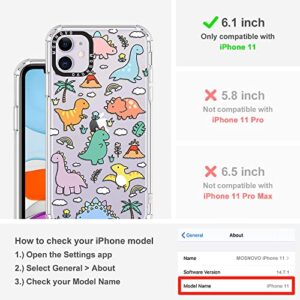 MOSNOVO Compatible with iPhone 11 Case, [Buffertech 6.6 ft Drop Impact] [Anti Peel Off Tech] Clear TPU Bumper Phone Case Cover with Cute Joyful Dinosaur Designed for iPhone 11 6.1"