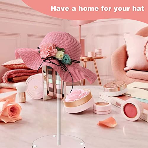 Hdkwby Hat Stand Wig Display Rack 4 Pack,Clear Acrylic Table Top Hat Holder Display Round Pedestal Stand for Round Bucket Multiple Hat Cowboy Baseball Cap Holder Watch Jewelry Displays (16 Inch Height)