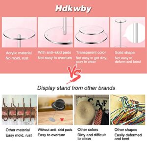 Hdkwby Hat Stand Wig Display Rack 4 Pack,Clear Acrylic Table Top Hat Holder Display Round Pedestal Stand for Round Bucket Multiple Hat Cowboy Baseball Cap Holder Watch Jewelry Displays (16 Inch Height)