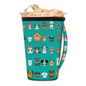 animal dogs reusable iced coffee cup sleeve with handle neoprene ice insulator coffee cup sleeve drink holde small 18-20 oz for coffee cups beverages water bottle