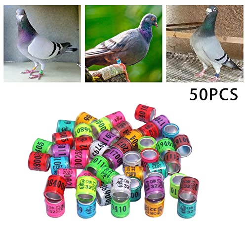 Gazechimp 50pcs Reusable 2023 Pigeon Leg Rings Numbered 8mm Bird Foot Bands for Parrot, Quail, Chicks, Small Poultry, Canary, Lovebirds, Ducks, Mixed Color