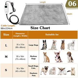 VavoPaw Pet Heating Pad for Dogs,Dog Cat Heating Pad with Temperature Adjustable & Timer,Electric Heating Pad Waterproof Dog Heated Blanket Indoor Heated Cat Bed, 31.49x35.43 Inch/80x90CM