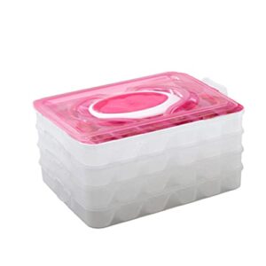 zerodeko food storage container dumpling organizer stackable portable freezer storage containers food storage box for kitchen and fridge rosy